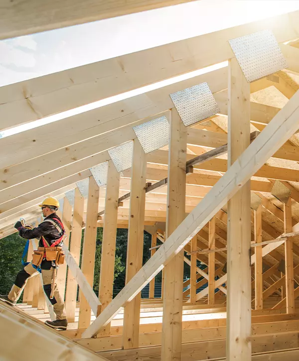 Home Building In Bellevue, Wooden Roof Skeleton Frame of Building (2)